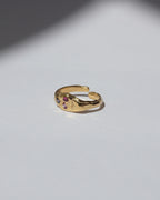 NOU Signet Toe Ring in 24K gold-plated sterling silver with small inset gemstones, handcrafted and adjustable.