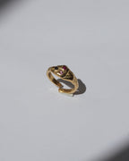 NOU Signet Toe Ring in 24K gold-plated sterling silver with small inset gemstones, handcrafted and adjustable.