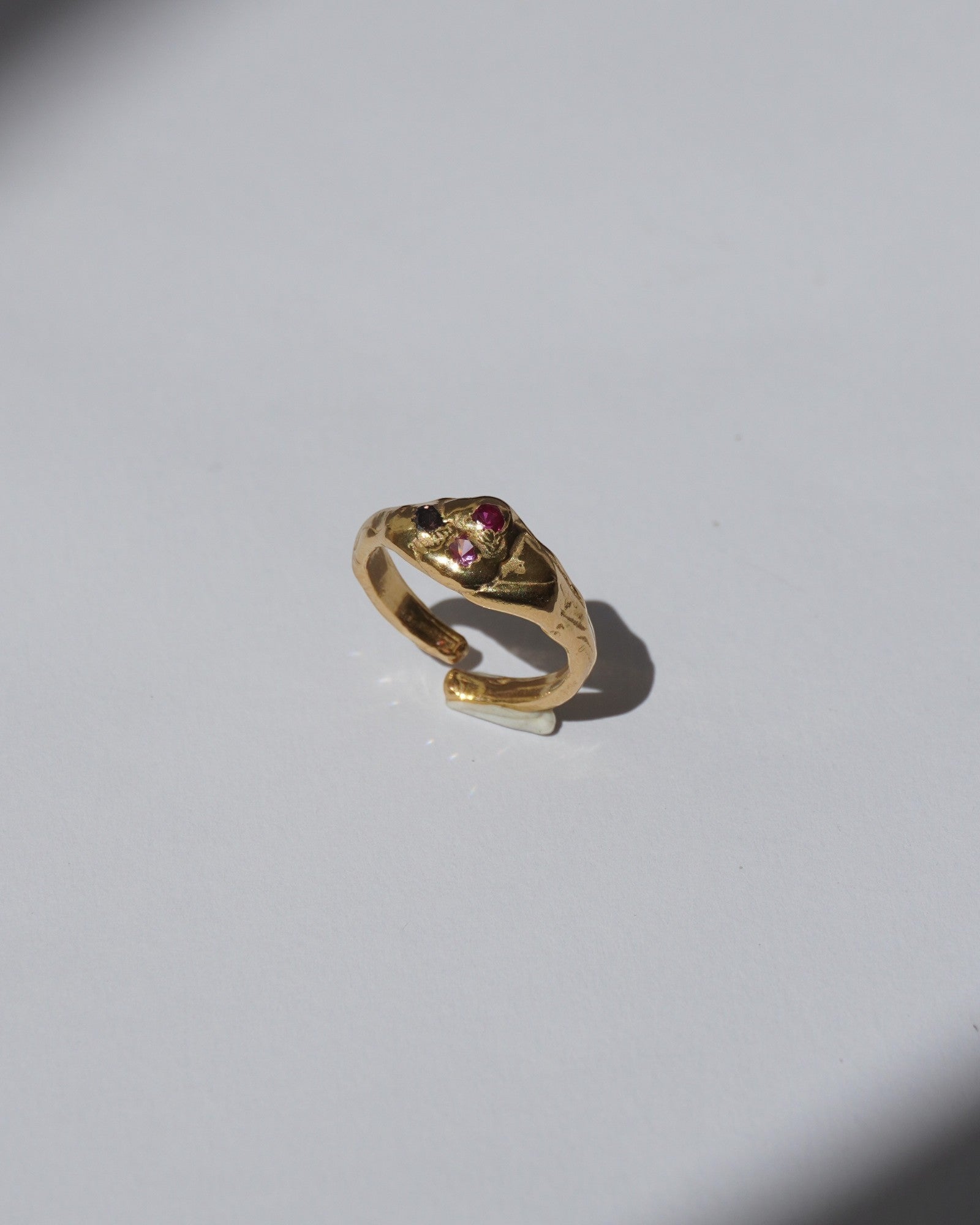 NOU Signet Toe Ring in 24K gold-plated sterling silver with small inset gemstones, handcrafted and adjustable.