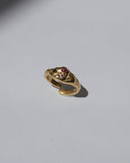 NOU Signet Toe Ring in 24K gold-plated sterling silver with small inset gemstones, handcrafted and adjustable.
