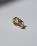 NOU Sirena Double Trouble adjustable toe ring in 24K gold-plated sterling silver with two small inset gemstones.