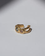NOU Sirena Double Trouble adjustable toe ring in 24K gold-plated sterling silver with two small inset gemstones.