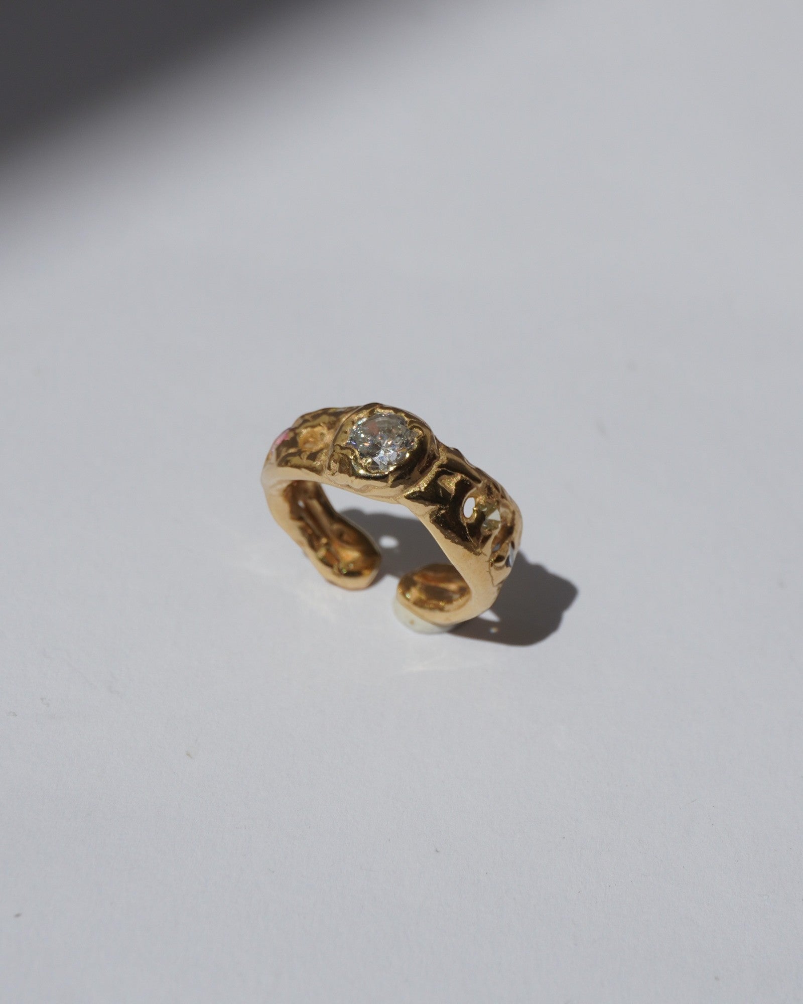 NOU Sirena toe ring in 24K gold-plated sterling silver with a textured, handcrafted finish and adjustable band.