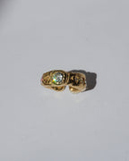 NOU Sirena toe ring in 24K gold-plated sterling silver with a textured finish and central sparkling stone