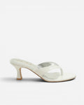 NOU The Kitty white coconut kitten heel thong sandal with sculpted straps and a 1.5-inch heel