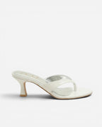 NOU The Kitty white coconut kitten heel thong sandal with sculpted straps and a 1.5-inch heel