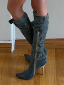 D&G Knee-High Denim Boots IT 36.5