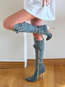D&G Knee-High Denim Boots IT 36.5