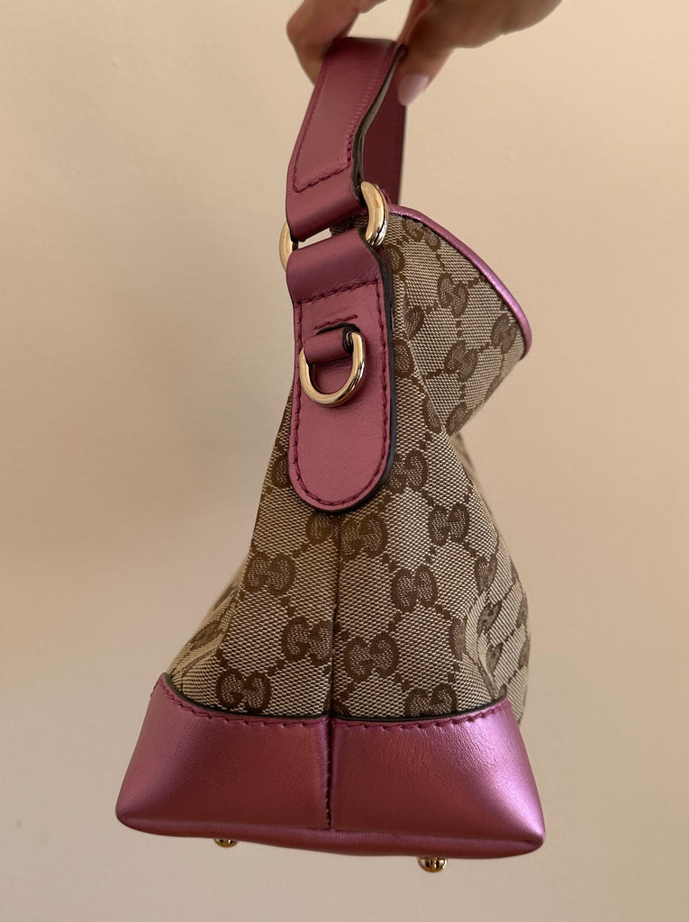 Gucci Bree Hobo Bag GG Brown in Canvas with Silver-tone - US