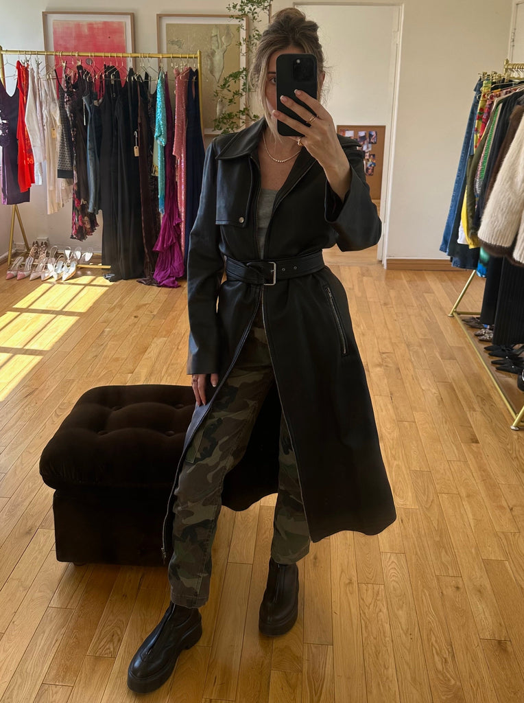 CELINE LEATHER TRENCH S