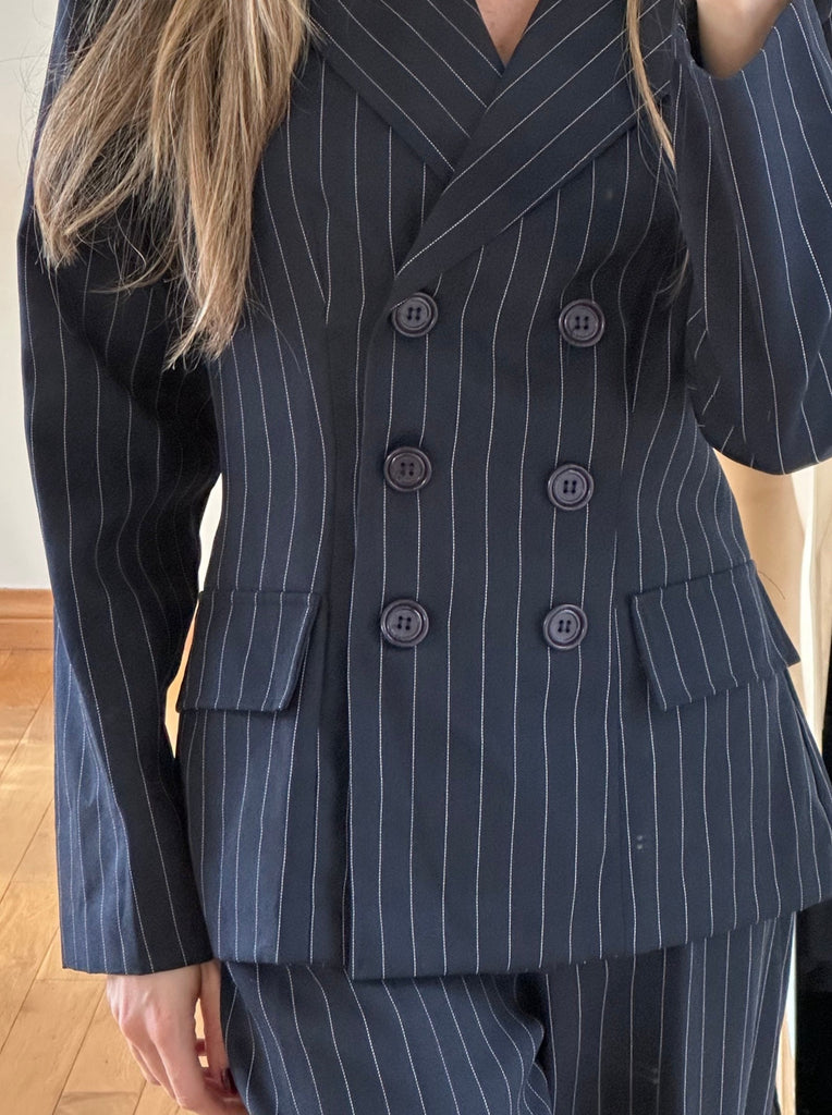 80's Pin-Stripe Two-Piece Suit M