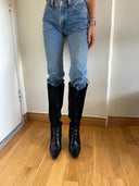 CHRISTIAN DIOR Knee-High Leather Western Boots IT 37