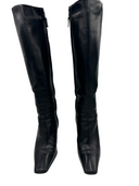 CHANEL Knee-High Logo Leather Boots IT 37.5