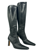 CHANEL Knee-High Logo Leather Boots IT 37.5