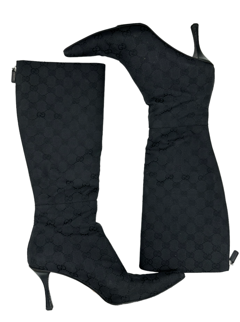 GUCCI Canvas Canvas Knee-High Boots IT 38.5