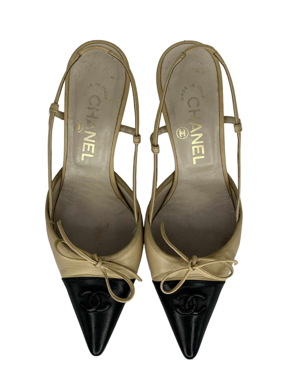 CHANEL Classic Logo Slingback Pumps IT 38