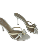 CHRISTIAN DIOR Canvas Leather Bow Slides IT 40