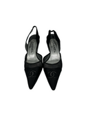 CHANEL Black Mesh Slingback Pumps IT 40
