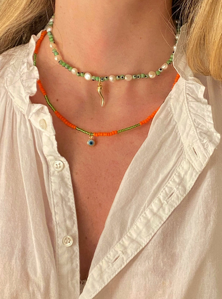 GREEN/ORANGE PROTECTION NECKLACE