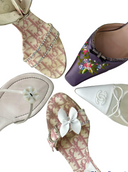 PRADA Floral Embroidered & Bow Accent Mules IT 38