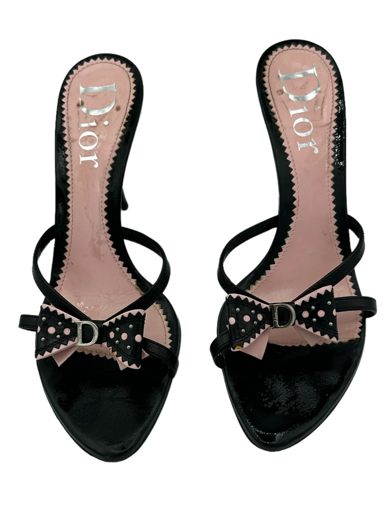CHRISTIAN DIOR Patent Bow Sandals IT 39.5