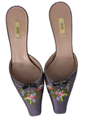 PRADA Floral Embroidered & Bow Accent Mules IT 38